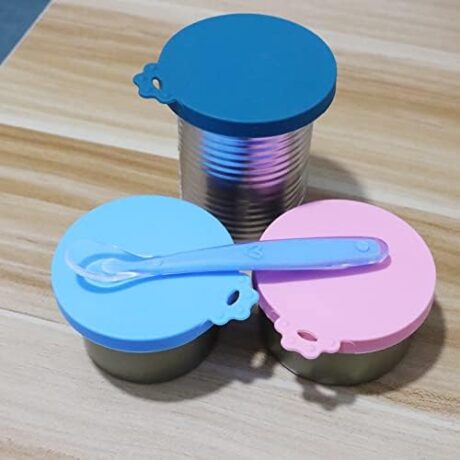 IVIA PET Food Can Covers | 3 Pack Silicone Food Can lids & 1 Can Spoon | One Can Cap Fit Most Standard Size Canned Dog Cat Food(3+1)