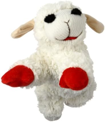 Multipet Plush Dog Toy, Lambchop, 10", White/Tan, Small