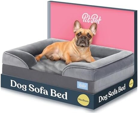 Orthopedic Sofa Dog Bed - Ultra Comfortable Dog Beds for Medium Dogs - Breathable & Waterproof Pet Bed- Egg Foam Sofa Bed with Extra Head and Neck Support - Removable Washable Cover & Nonslip Bottom.