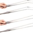 4-Pack 15 inch Heavy Duty Stainless Steel Long Tweezers, Curved and Straight Design with Anti-slip Grasp Tips Large Tongs for Reptiles Feeding, Aquascape Maintenance
