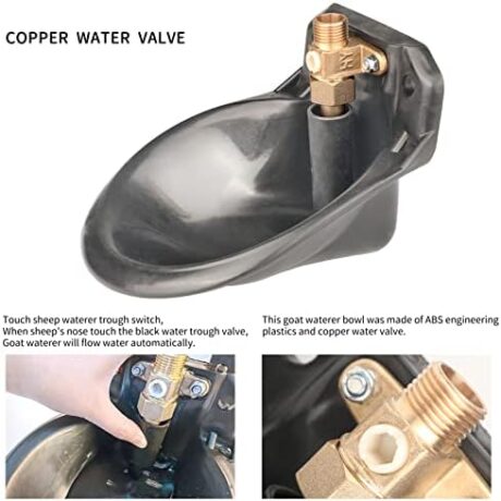Milifun Goat Waterer, Sheep Water Bowls Livestock Water Bowl with Copper Valve, Automatic Horse Waterer Farm Automatic Waterer for Livestock.