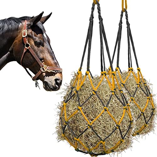 Hay Net for Horses, Fun and Capacity is The Upgrade of Horse Treat Ball,Hanging Hay Feeder Bag for Horse Stable Stall Paddock Rest Toy(2 PCS)