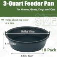 Sadnyy 10 Pcs Ox Tendon Feeder Pan, 3 Quart Feed Pan Utility Horse Feed Bucket Dog Bowl Horse Feeder for Cats Dogs Goats Horses Chicken Dust Bath Container Animal Feeding,10.2 x 3.1 Inch(Not Rubber)
