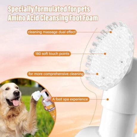 Paw Cleaner for Dogs and Cats,Magic Foam - Clean Paws No-Rinse Foaming Cleanser-Dry Shampoo, Foot Cleaner Brush - with Rose Extract, Odor Control Wash - Good for Puppy