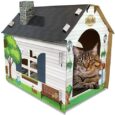 ASPCA Cardboard Cat House Hideaway Playhouse with Cat Scratcher Scratching Pad 19"L x 13"W x 17"H