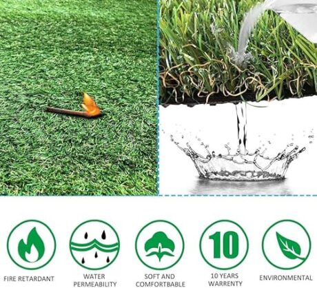 Petgrow Artificial Grass Turf 8FTX30FT- Realistic & Thick Synthetic Fake Grass Mat for Outdoor Garden Landscape Pet Dog Grass Rug Faux Turf