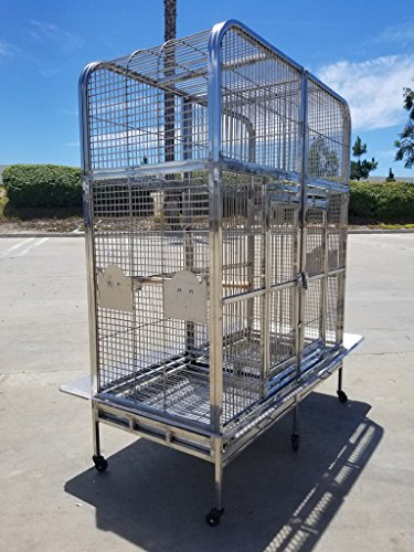 XL Size Full 304 Stainless Steel Double Macaw Cockatoo Parrot Bird Pet Breeder Cage w/Divider SUS304 Medical Grade Steel