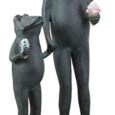 Ebros Gift Large Cast Aluminum Metal Whimsical Ice Cream Treat Father and Son Frogs Garden Statue 19" Tall Pond Frog Fairy Tale Patio Pool Lawn Decorative Sculpture