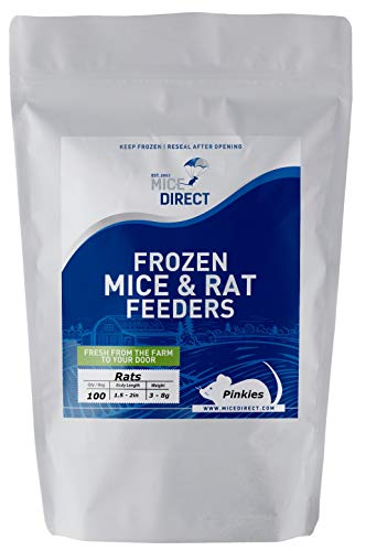 MiceDirect Frozen Pinkie Rat Food for Corn, Rat, King Snakes & Other repitles. (100 Count)
